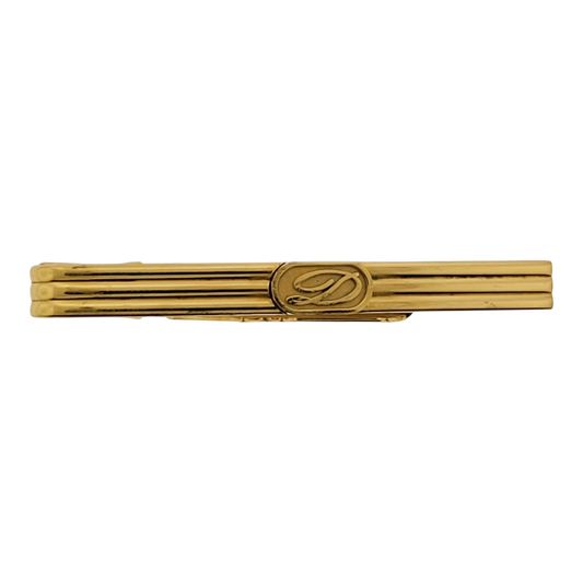 Preowned S.T. Dupont Gold-Plated D Logo Tie Clip with Box