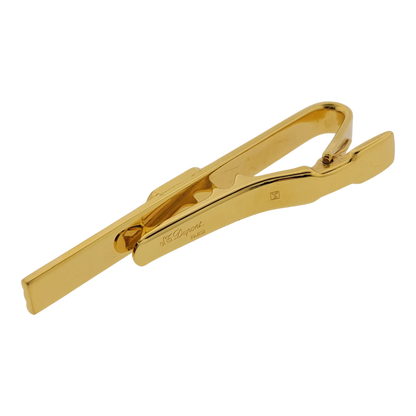 Preowned S.T. Dupont Gold-Plated D Logo Tie Clip with Box