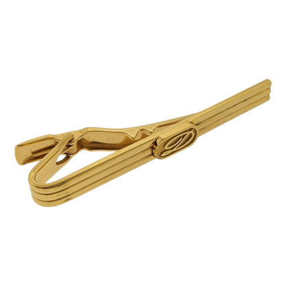 Preowned S.T. Dupont Gold-Plated D Logo Tie Clip with Box