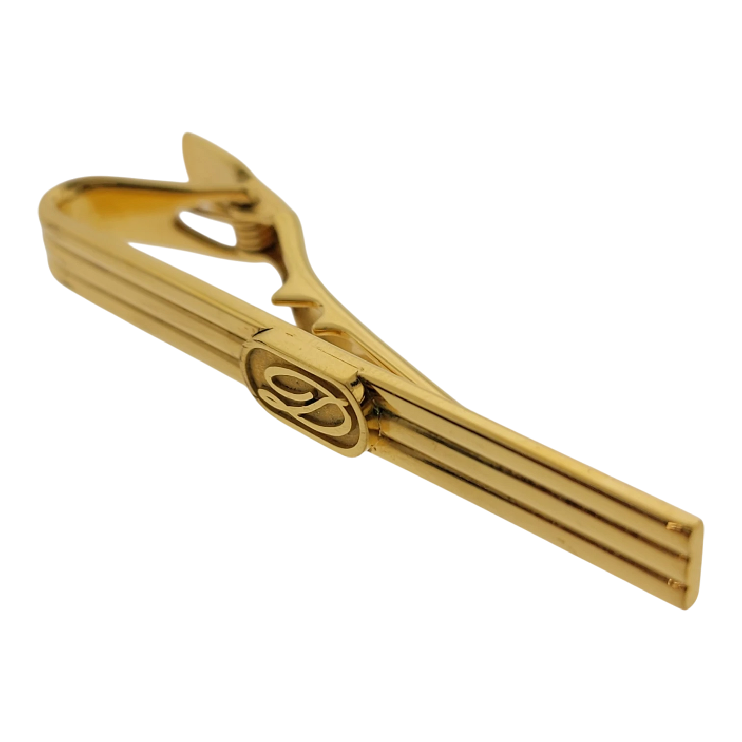 Preowned S.T. Dupont Gold-Plated D Logo Tie Clip with Box