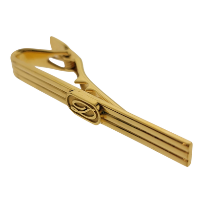 Preowned S.T. Dupont Gold-Plated D Logo Tie Clip with Box