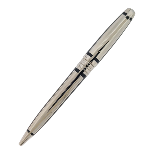 Preowned S.T. Dupont Olympio Palladium & Black Lacquer Ballpoint Pen