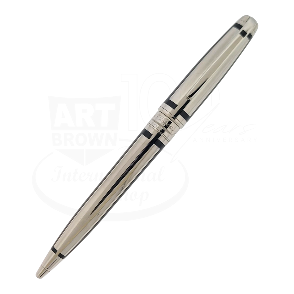 Preowned S.T. Dupont Olympio Palladium & Black Lacquer Ballpoint