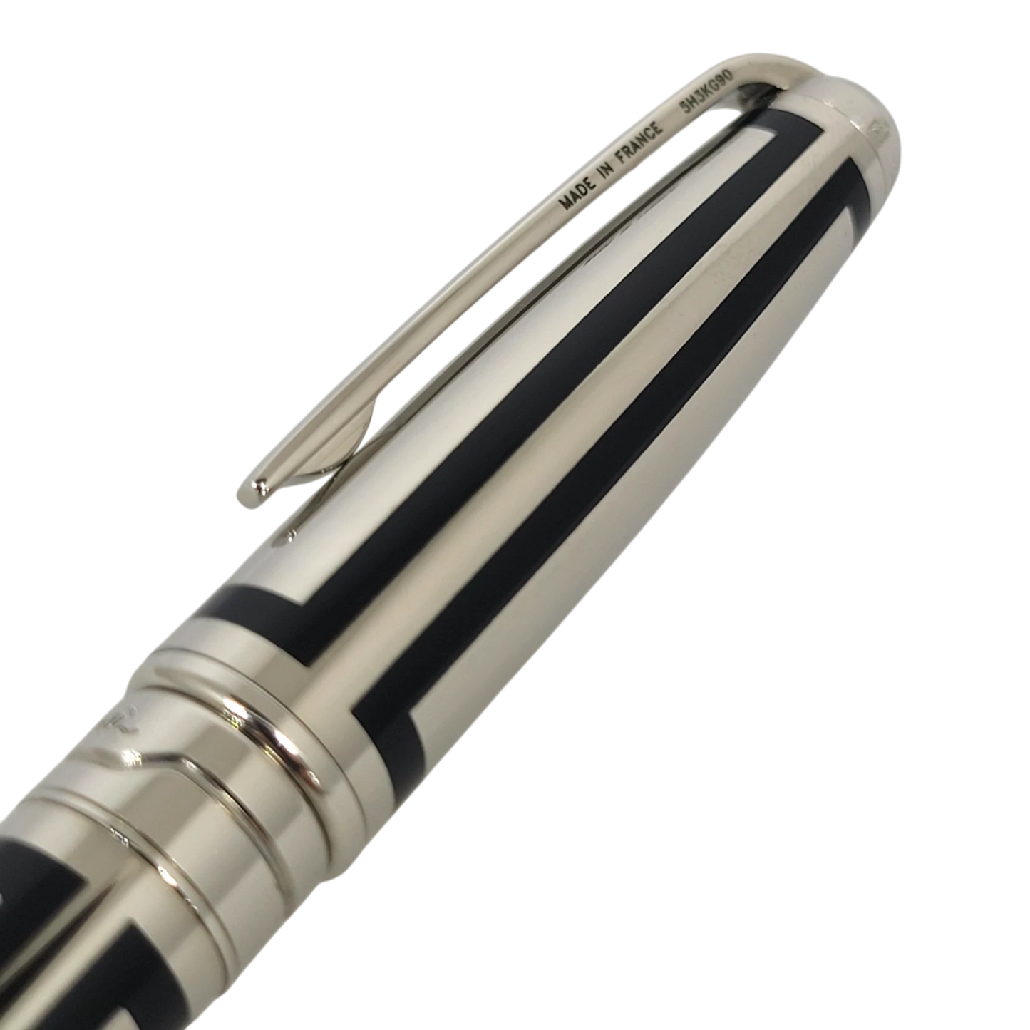 Preowned S.T. Dupont Olympio Palladium & Black Lacquer Ballpoint Pen