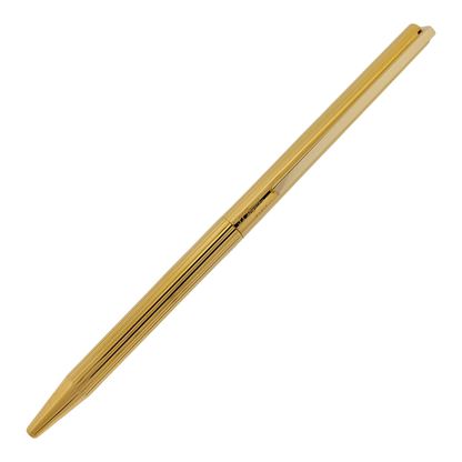Preowned S.T. Dupont Classique Gold Vertical Lines Ballpoint Pen, Dupont-49
