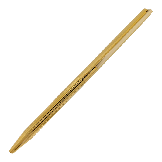 Preowned S.T. Dupont Classique Gold Vertical Lines Ballpoint Pen, Dupont-49