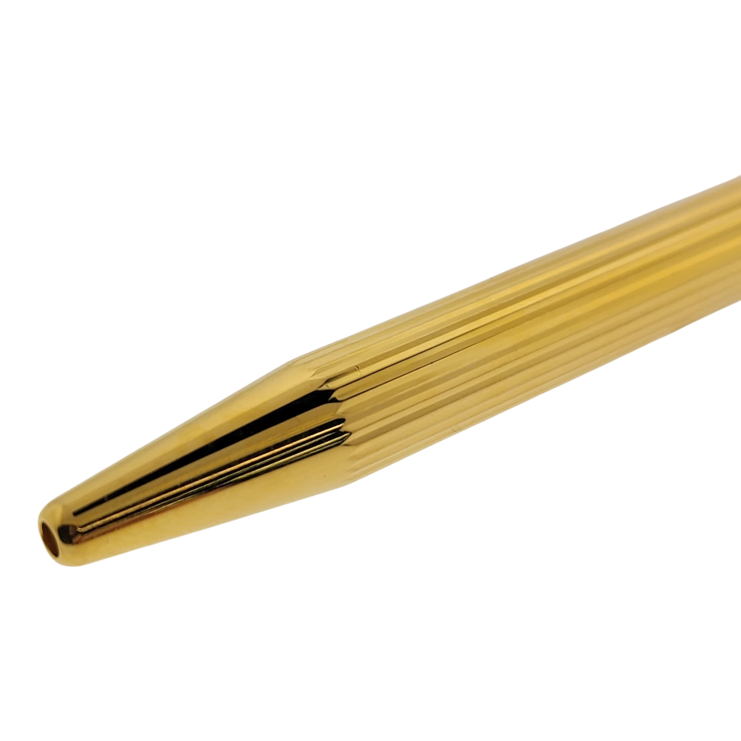 Preowned S.T. Dupont Classique Gold Vertical Lines Ballpoint Pen, Dupont-49
