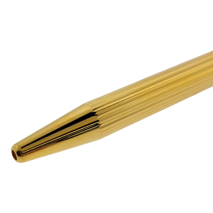 Preowned S.T. Dupont Classique Gold Vertical Lines Ballpoint Pen, Dupont-49
