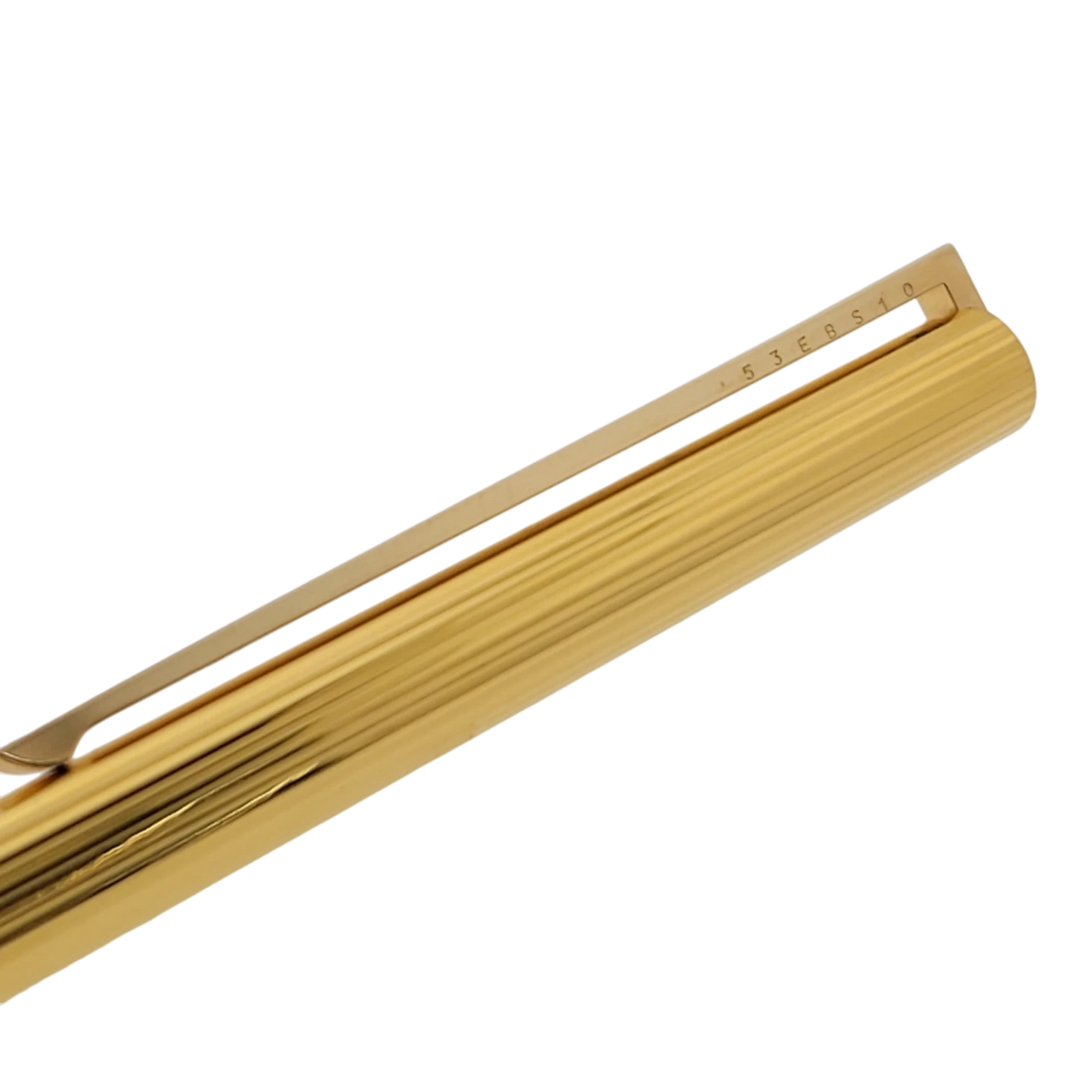 Preowned S.T. Dupont Classique Gold Vertical Lines Ballpoint Pen, Dupont-49