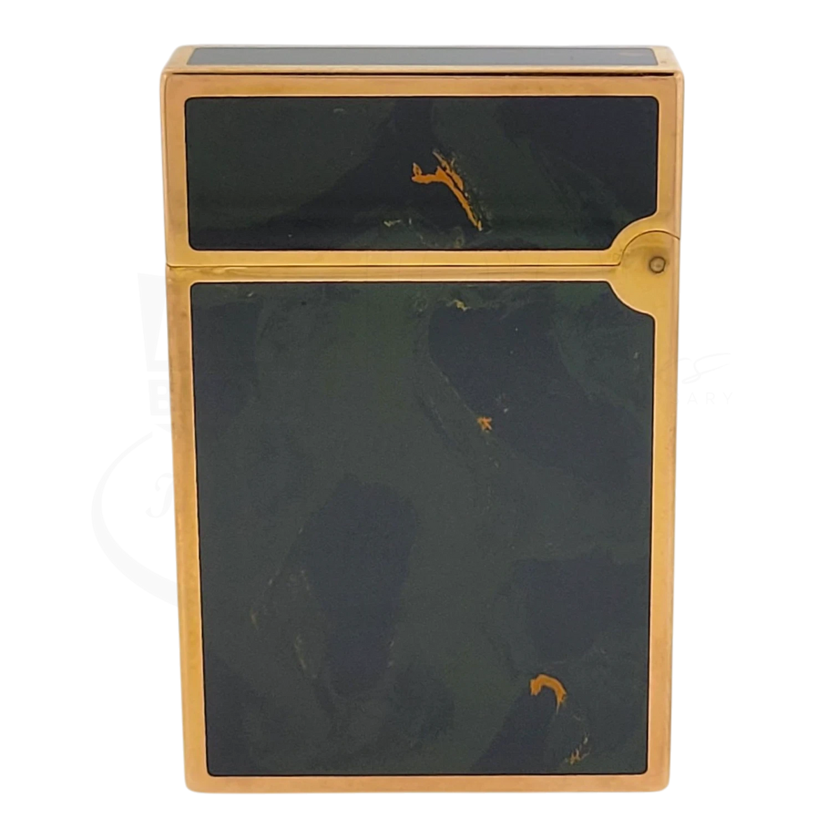 Preowned Vintage S.T. Dupont Ligne 2 Green Abstract Chinese Lacquer & Gold Lighter, Dupont-50
