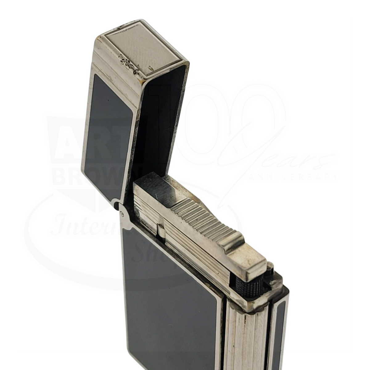 Preowned S.T. Dupont Gatsby Black Lacquer & Palladium Lighter, Dupont-52
