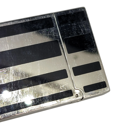 Preowned S.T. Dupont Ligne 2 Black Lacquer Stripes & Palladium Lighter, Dupont-53