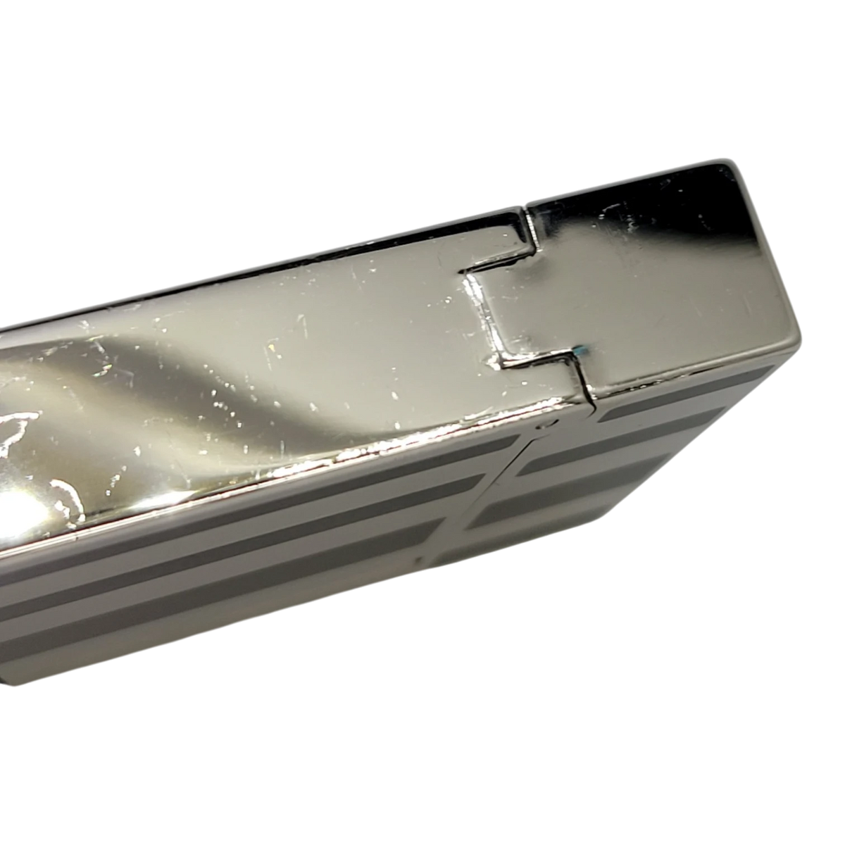 Preowned S.T. Dupont Ligne 2 Black Lacquer Stripes & Palladium Lighter, Dupont-53