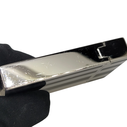 Preowned S.T. Dupont Ligne 2 Black Lacquer Stripes & Palladium Lighter, Dupont-53