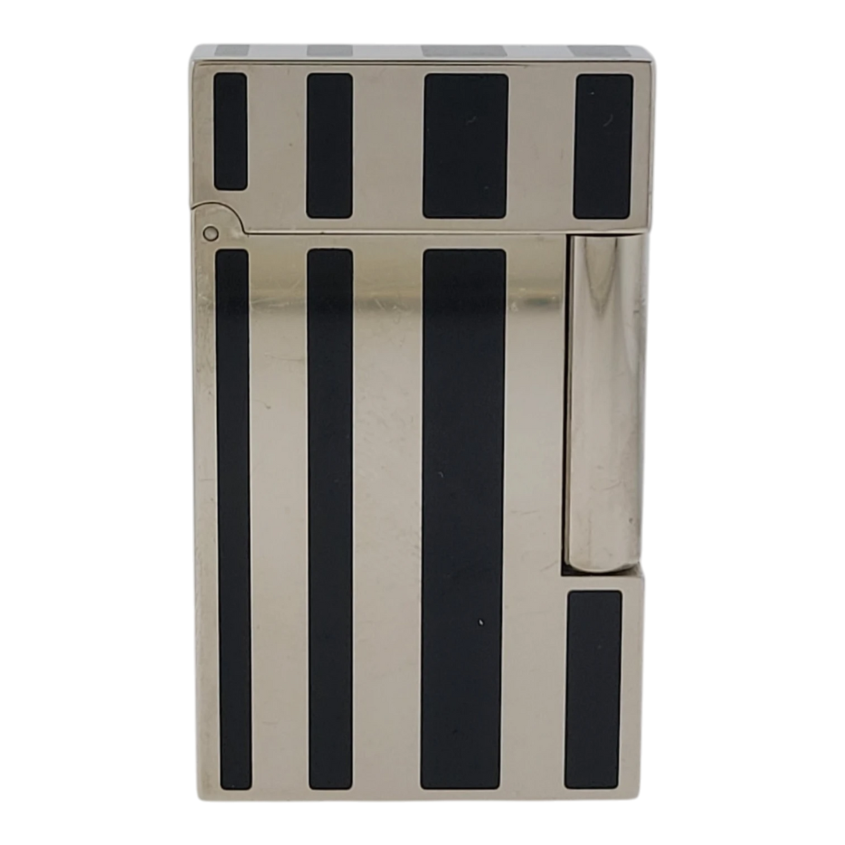 Preowned S.T. Dupont Ligne 2 Black Lacquer Stripes & Palladium Lighter, Dupont-53