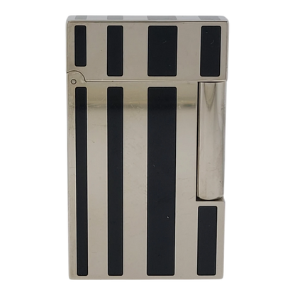 Preowned S.T. Dupont Ligne 2 Black Lacquer Stripes & Palladium Lighter, Dupont-53