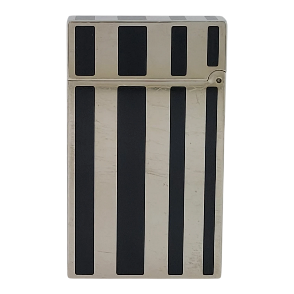 Preowned S.T. Dupont Ligne 2 Black Lacquer Stripes & Palladium Lighter, Dupont-53