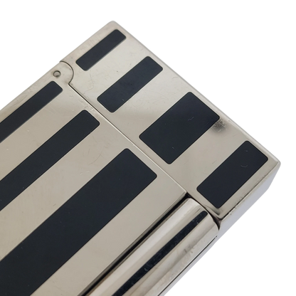 Preowned S.T. Dupont Ligne 2 Black Lacquer Stripes & Palladium Lighter, Dupont-53