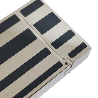 Preowned S.T. Dupont Ligne 2 Black Lacquer Stripes & Palladium Lighter, Dupont-53