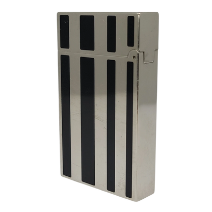 Preowned S.T. Dupont Ligne 2 Black Lacquer Stripes & Palladium Lighter, Dupont-53