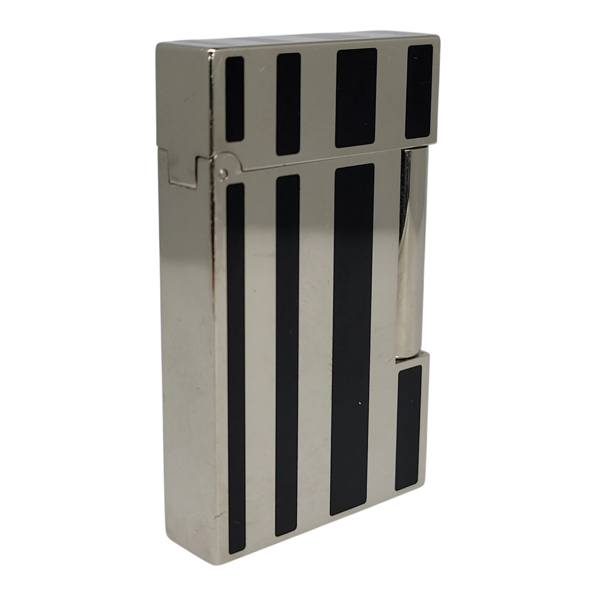 Preowned S.T. Dupont Ligne 2 Black Lacquer Stripes & Palladium Lighter, Dupont-53