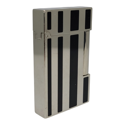 Preowned S.T. Dupont Ligne 2 Black Lacquer Stripes & Palladium Lighter, Dupont-53