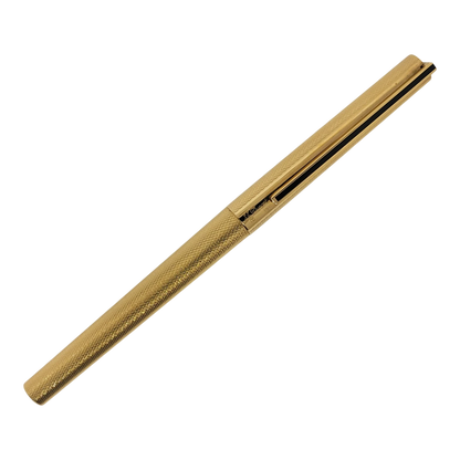 S.T. Dupont Classique rollerball pen with gold barley grain finish and black lacquer stripe