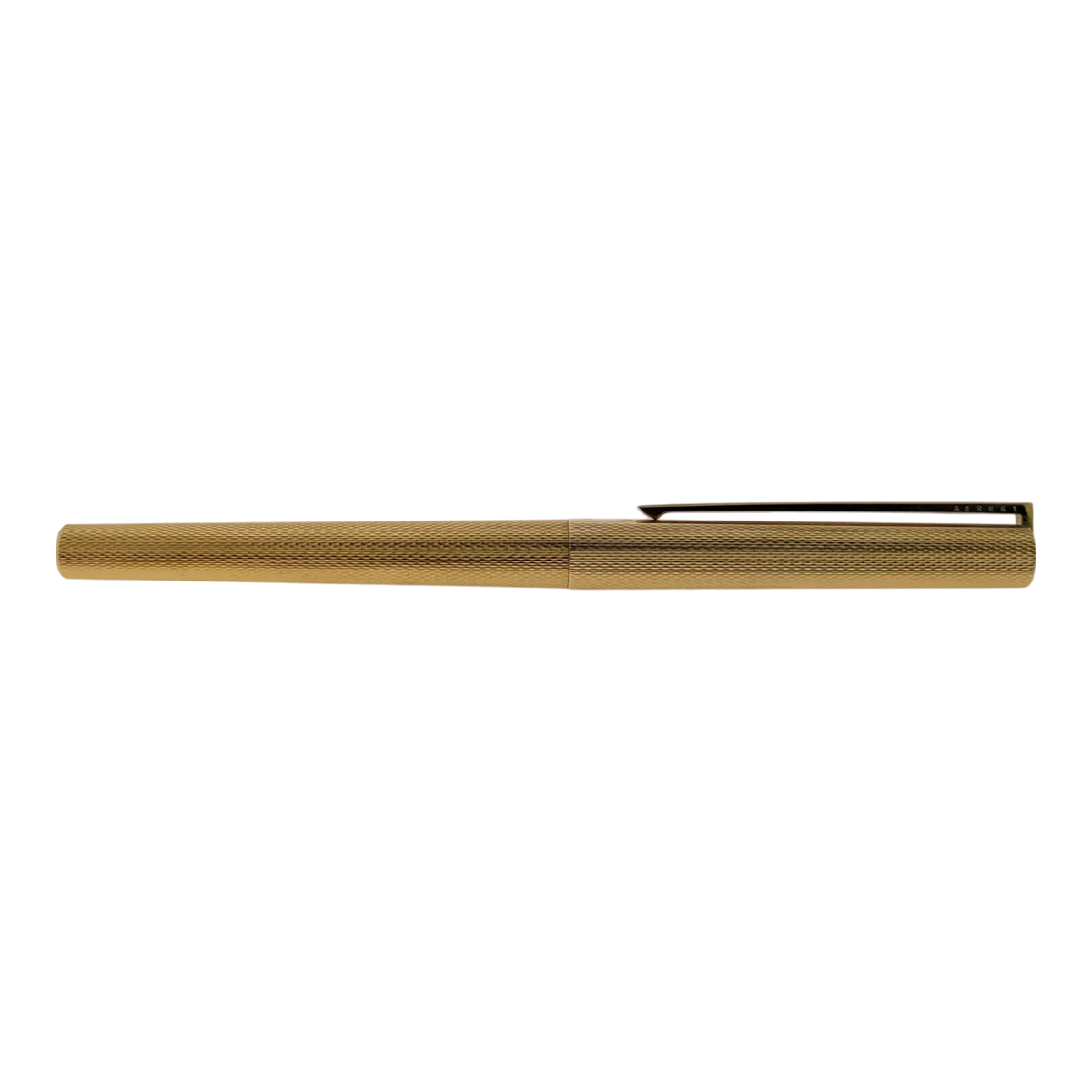 S.T. Dupont Classique rollerball pen with gold barley grain finish and black lacquer accents