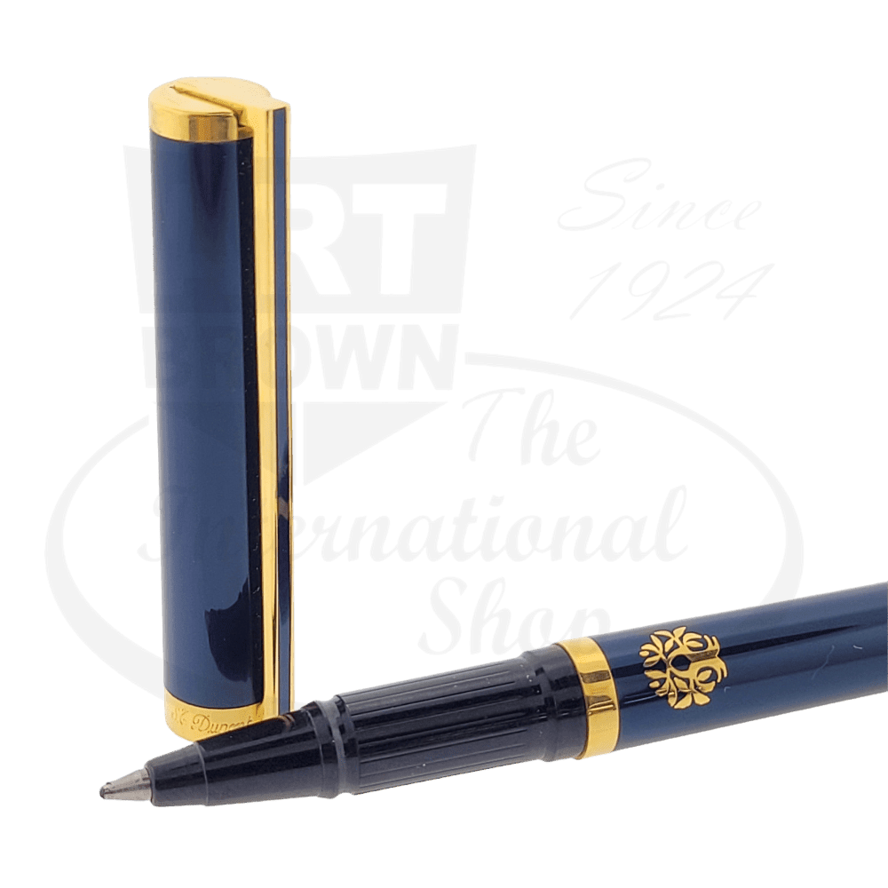 Preowned Vintage S.T. Dupont Limited Edition President François Mitterrand Blue Lacquer Classique Rollerball and Travel Alarm Clock Set