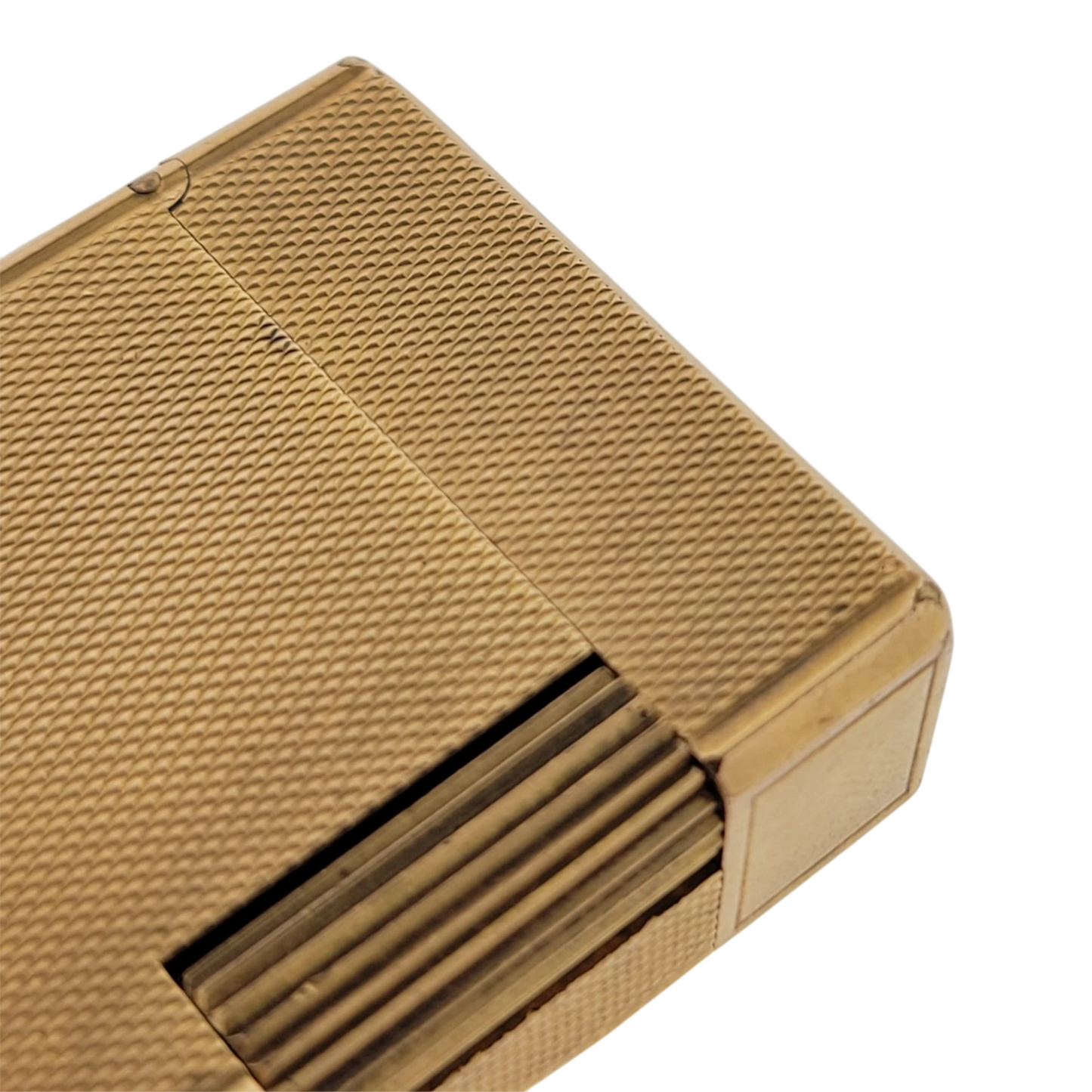 Preowned S.T. Dupont Vintage Ligne 1 BR Gold Barley Grain Lighter, 013201