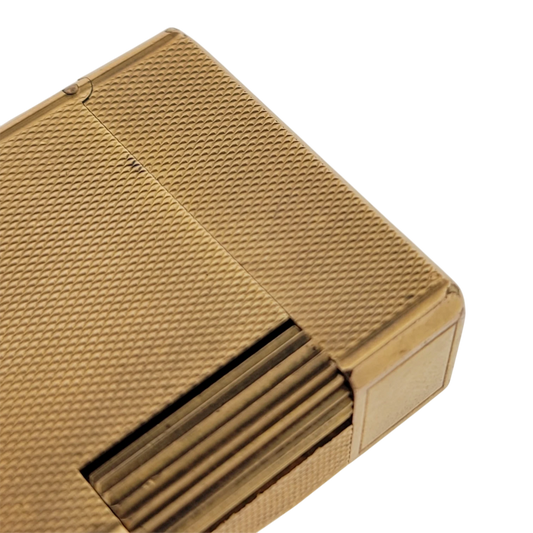 Preowned S.T. Dupont Vintage Ligne 1 BR Gold Barley Grain Lighter, 013201