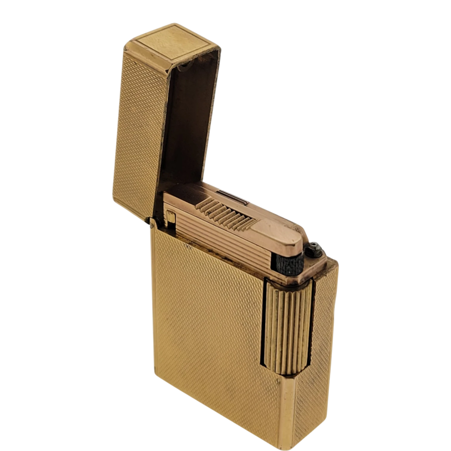Preowned S.T. Dupont Vintage Ligne 1 BR Gold Barley Grain Lighter, 013201