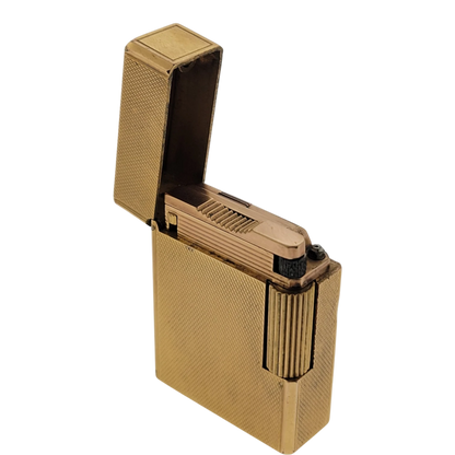 Preowned S.T. Dupont Vintage Ligne 1 BR Gold Barley Grain Lighter, 013201