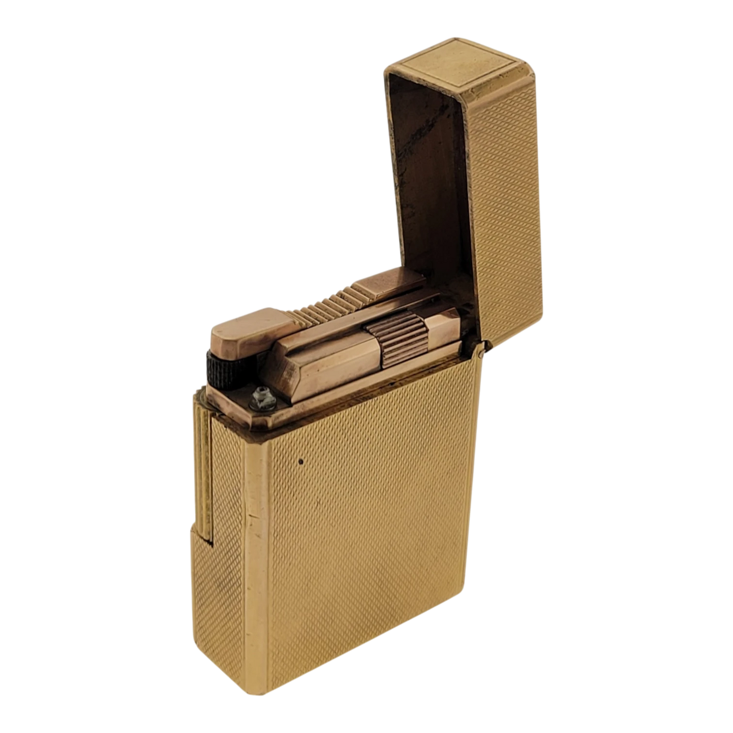 Preowned S.T. Dupont Vintage Ligne 1 BR Gold Barley Grain Lighter, 013201