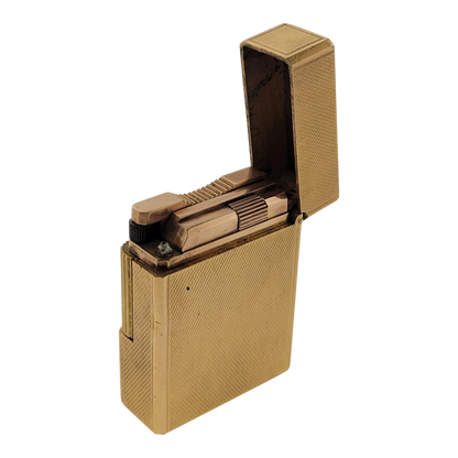 Preowned S.T. Dupont Vintage Ligne 1 BR Gold Barley Grain Lighter, 013201