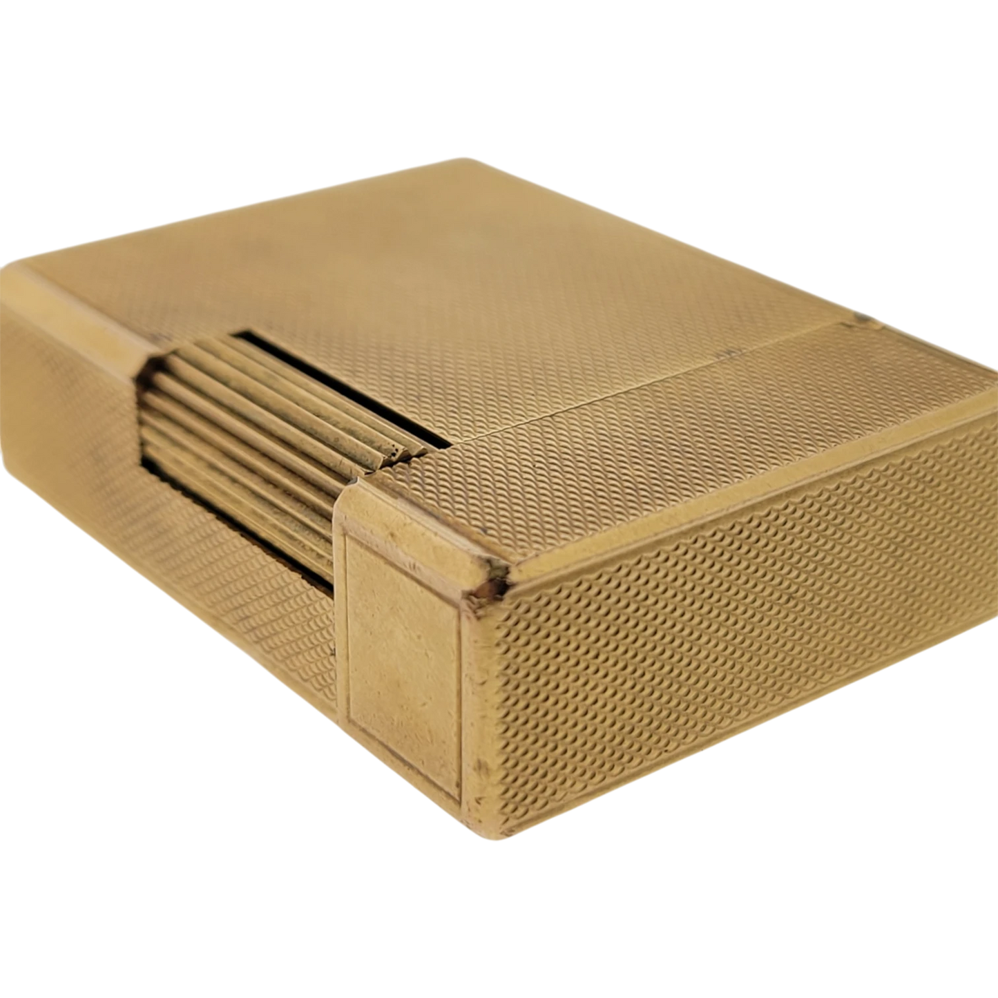 Preowned S.T. Dupont Vintage Ligne 1 BR Gold Barley Grain Lighter, 013201