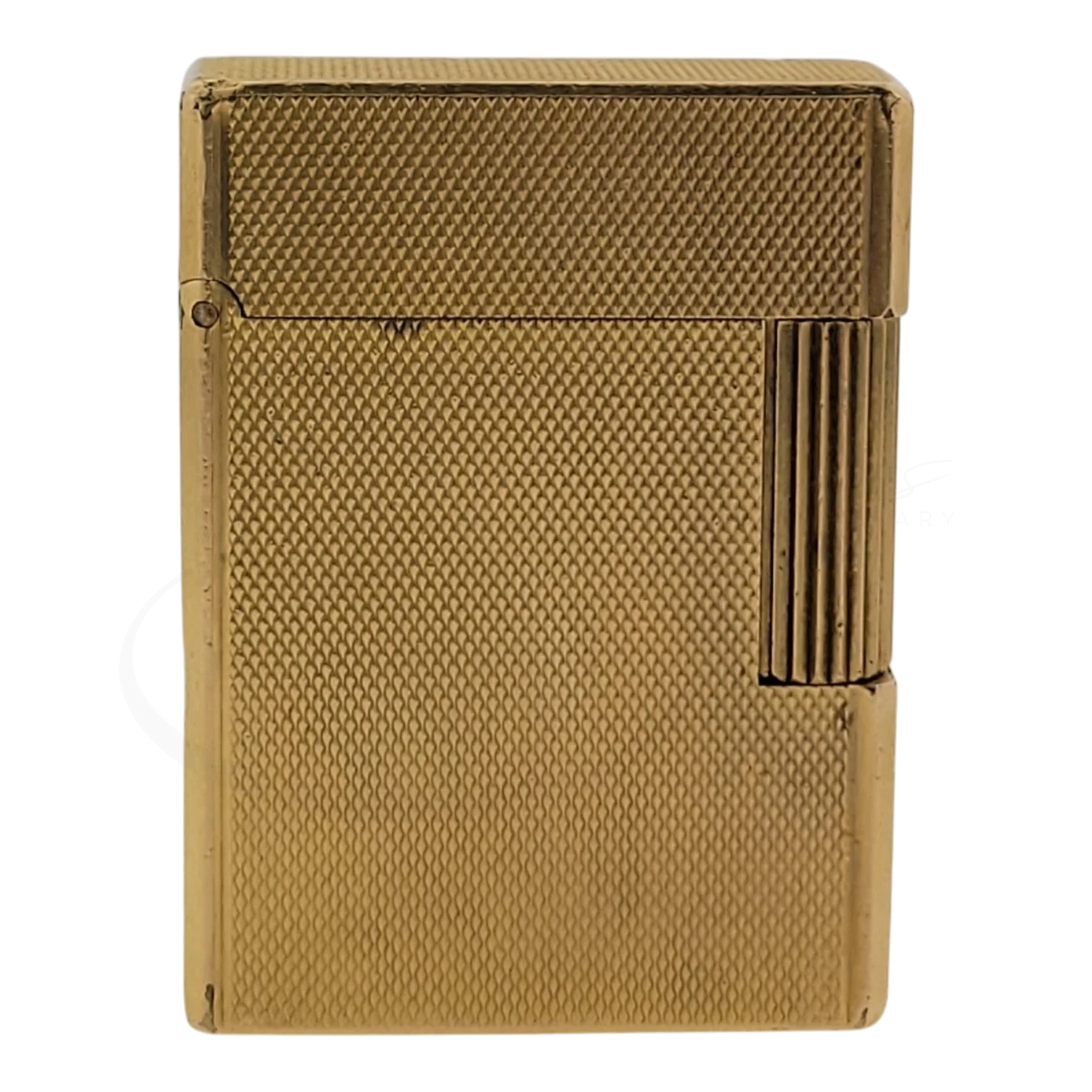 S.T. Dupont Vintage Ligne 1 BR lighter 013201 in gold with barley grain texture and soft flame ignition mechanism