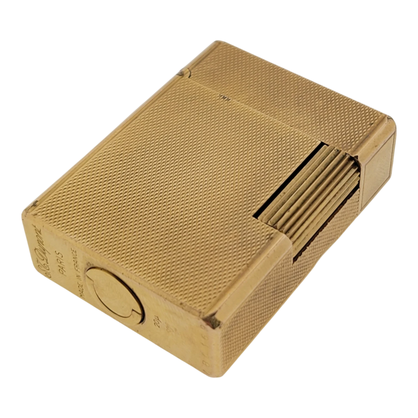 Preowned S.T. Dupont Vintage Ligne 1 BR Gold Barley Grain Lighter, 013201