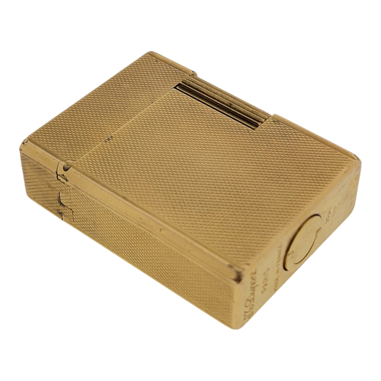 Preowned S.T. Dupont Vintage Ligne 1 BR Gold Barley Grain Lighter, 013201