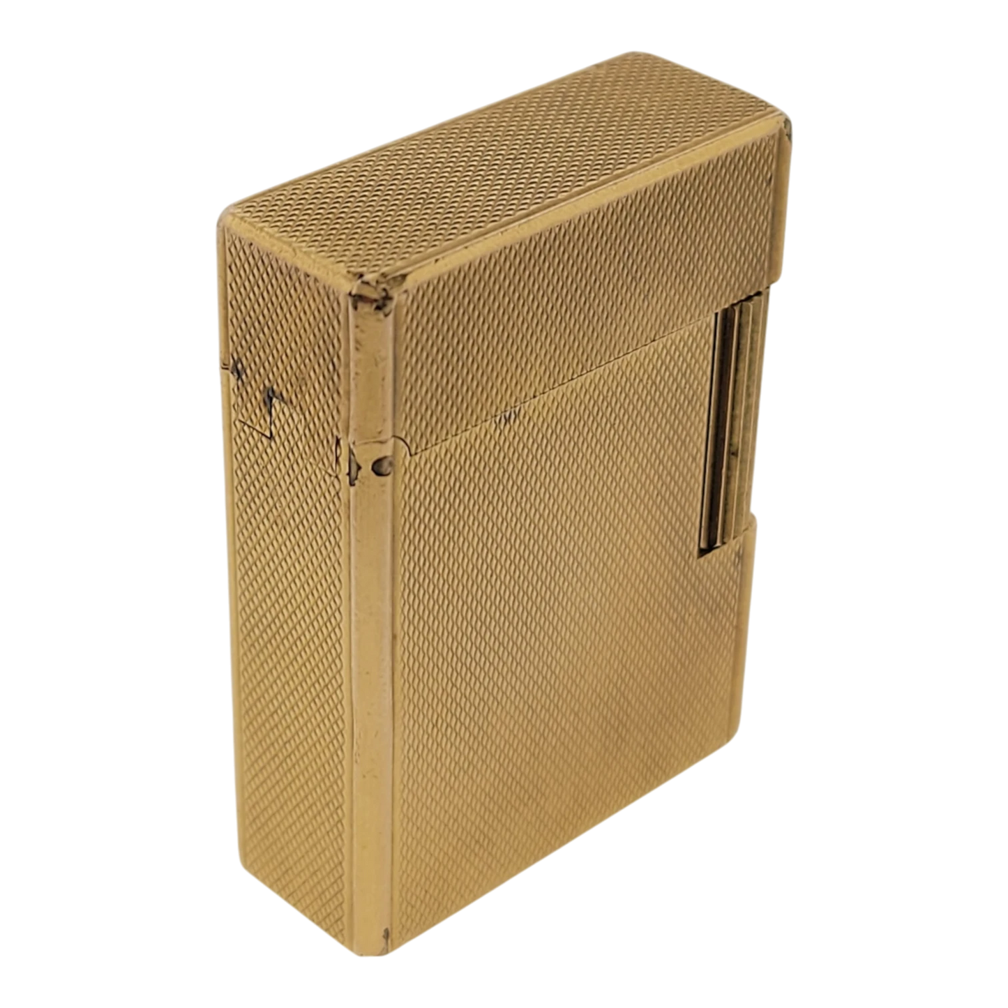 Preowned S.T. Dupont Vintage Ligne 1 BR Gold Barley Grain Lighter, 013201