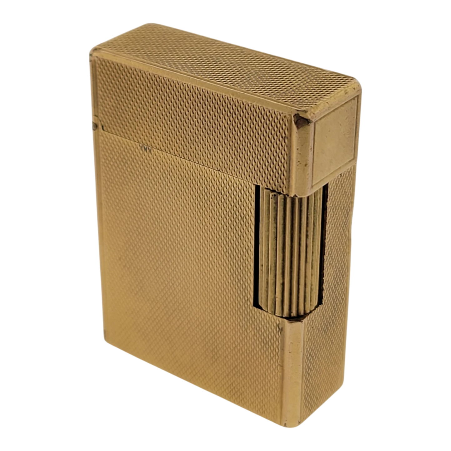 Preowned S.T. Dupont Vintage Ligne 1 BR Gold Barley Grain Lighter, 013201