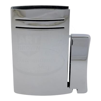 S.T. Dupont Maxijet lighter replacement shell in polished silver-tone metal with smooth reflective finish