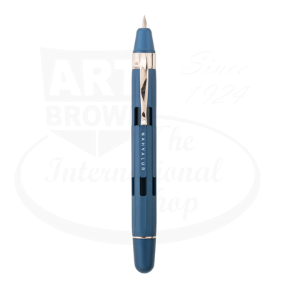 Nahvalur Eclipse Cobalt & Rose Gold Medium Fountain Pen aluminum cobalt blue barrel rose gold trim twist mechanism