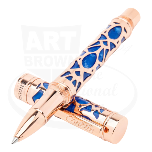 Conklin Endura Deco Crest Blue & Rose Gold Rollerball Pen, CK72218
