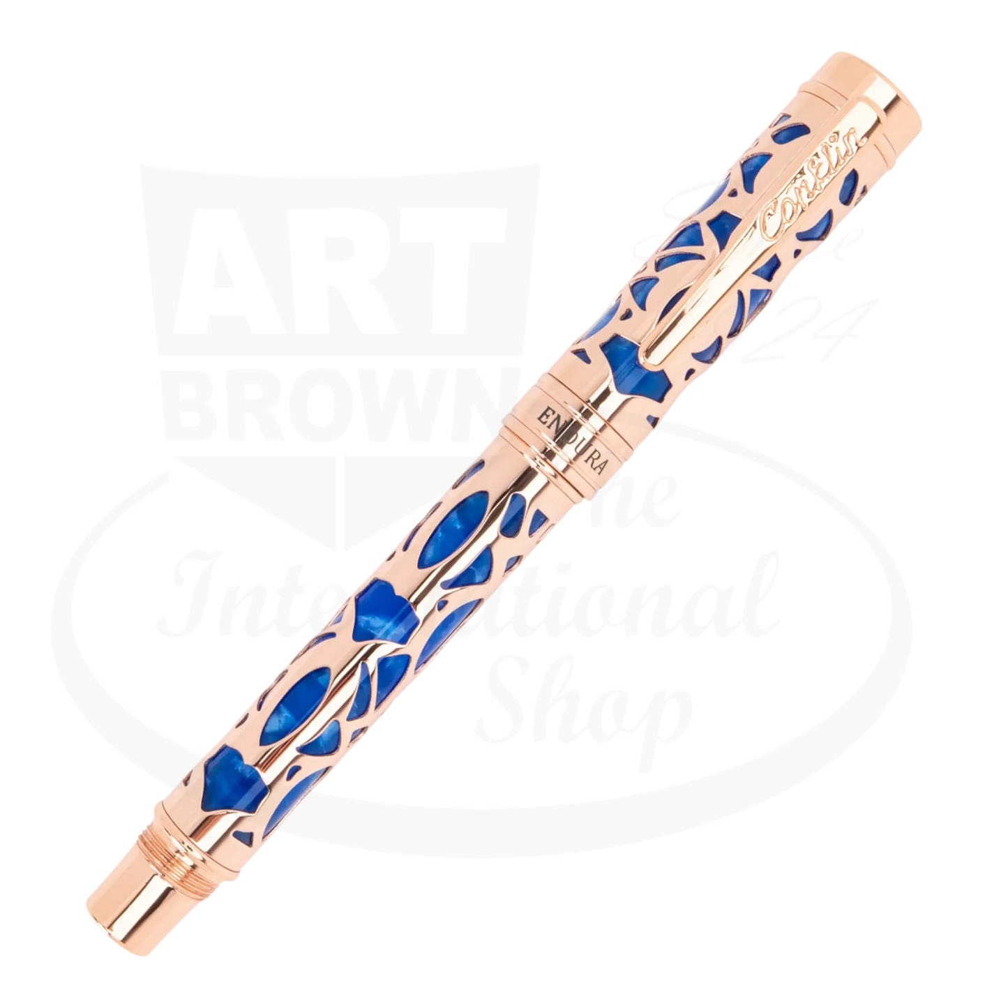 Conklin Endura Deco Crest Blue & Rose Gold Rollerball Pen, CK72218