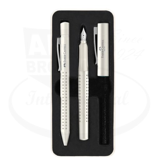 Faber-Castell Grip 2010 Fountain & Ballpoint Pen Gift Set, Coconut Milk