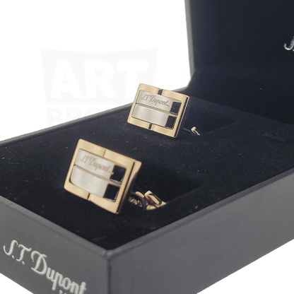 S.T. Dupont Steel Gold Gatsby Cufflinks, 05200N