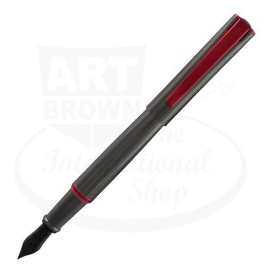 Monteverde impressa gunmetal and red cheap fountain pen with black nib