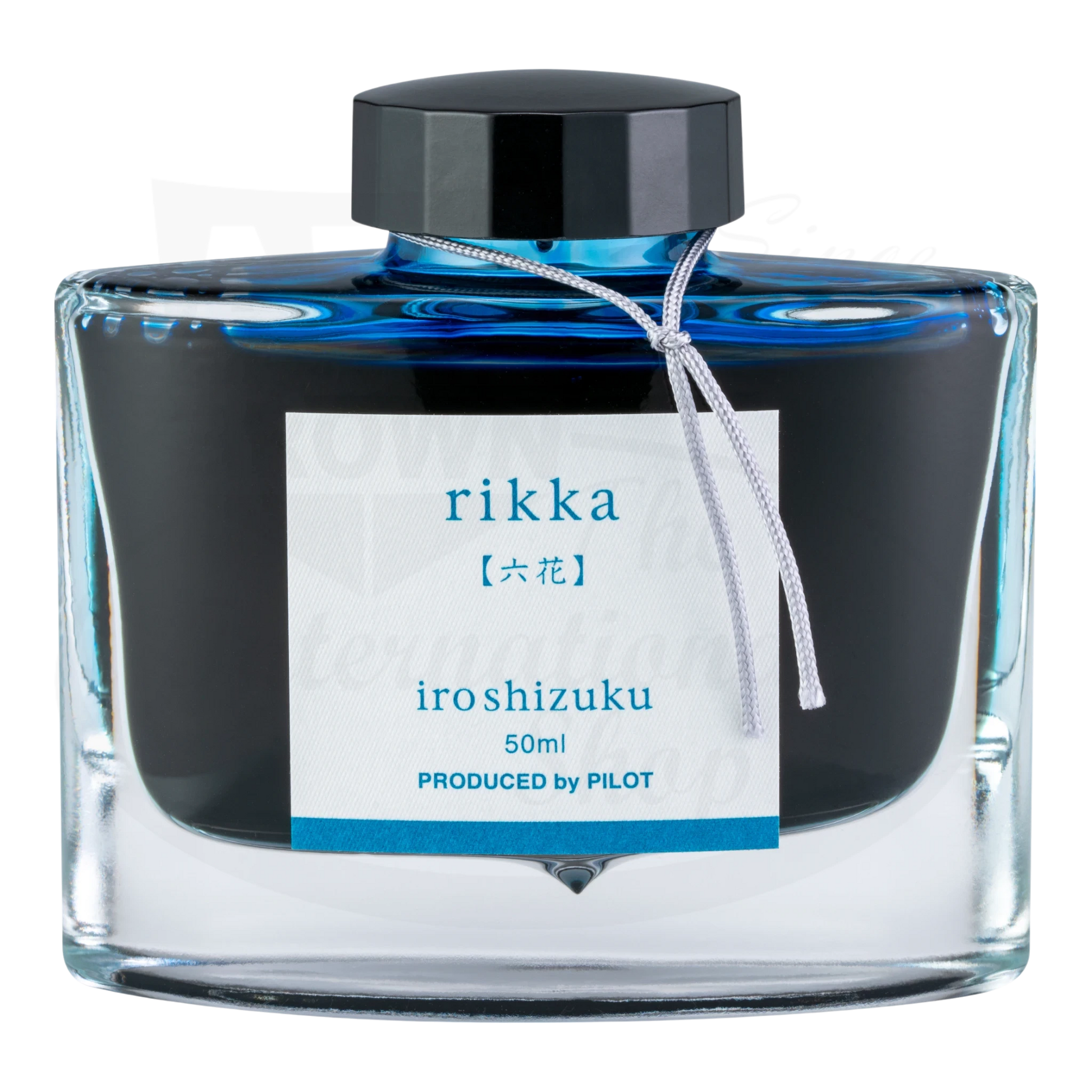 Pilot Iroshizuku Blue & Purple Bottled Ink 50ML glass bottle with black cap and blue-purple ink inside