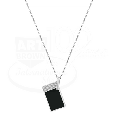 S.T. Dupont Ligne 2 necklace lighter in black lacquer and chrome, soft flame, suspended on silver chain